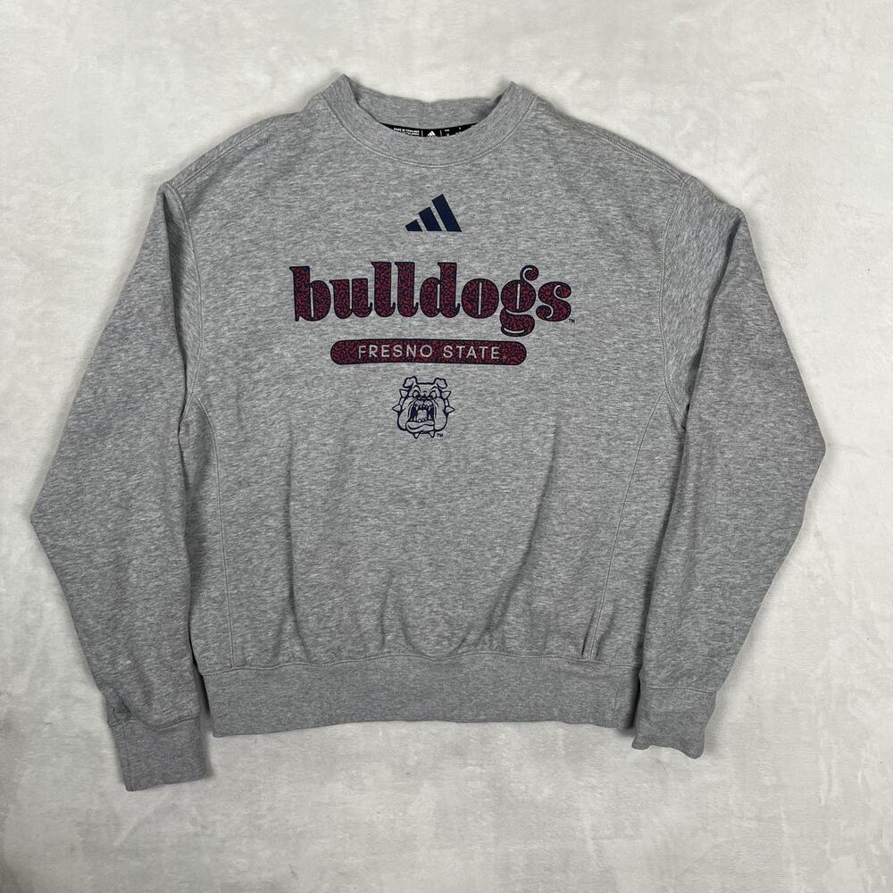 Vintage Adidas Fresno State Bulldogs Sweatshirt Mens Medium Gray Crewneck